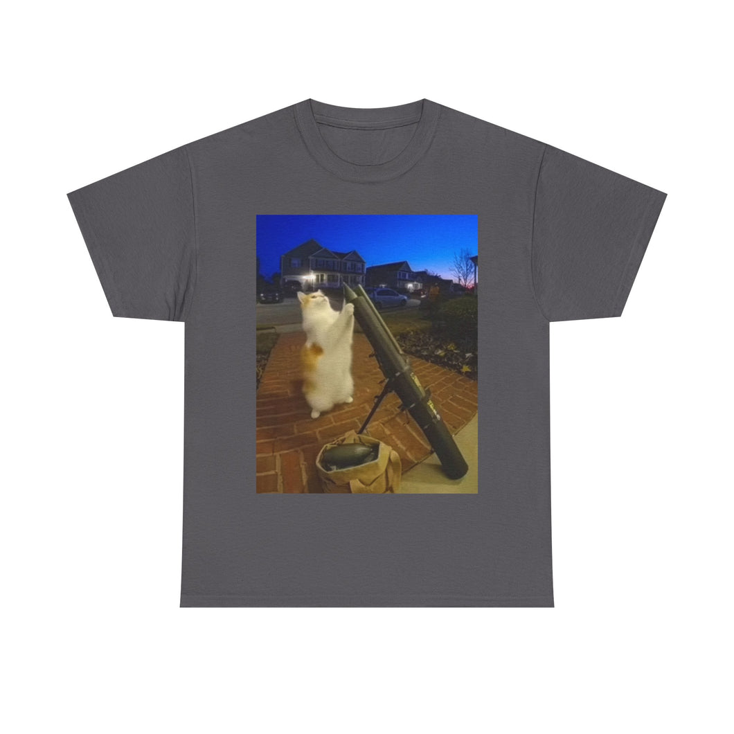 Missile Launch Whisker Cat Meme Cotton T-shirt